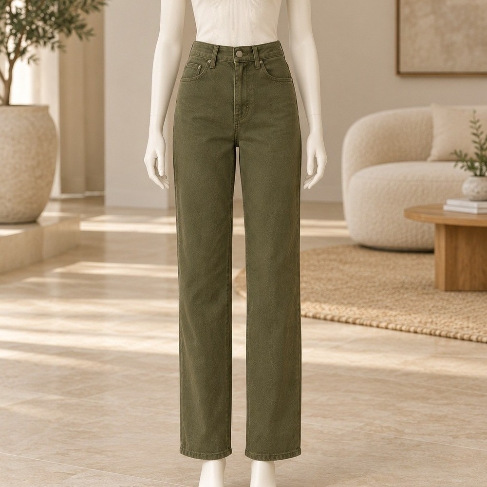 Express Womens Pants Cropped Wide Leg Super High Rise Olive Green Size 0